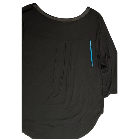 Grace Perfect Fit Black Knit Tunic Top Satin Trim Modern Chic Stretch Career XL - Picture 6 of 14